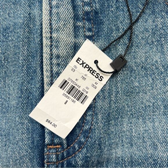 Express NWT High Waist Blue Mini Denim Skirt Size 8 - Picture 2 of 9